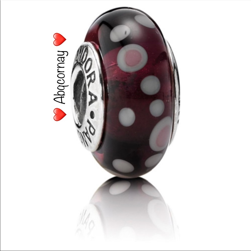 EUC Pandora 790693 Sterling Silver Purple Bubbles Murano Glass Charm